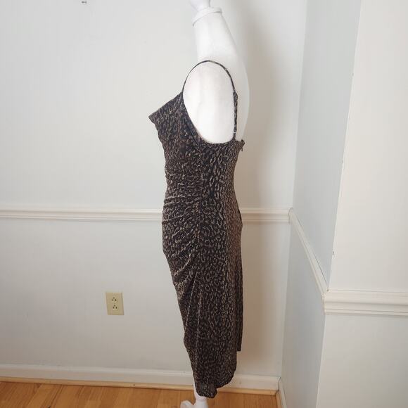 Laundry By Shelli Segal Dress Size 4 Women Slip Gold Leopard Sleeveless Fairy - Picture 4 of 11